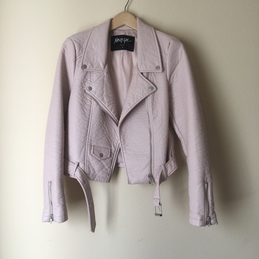 ❌SOLD❌ Blush Faux Leather Moto Jacket ❌SOLD❌ - Picture 4 of 13